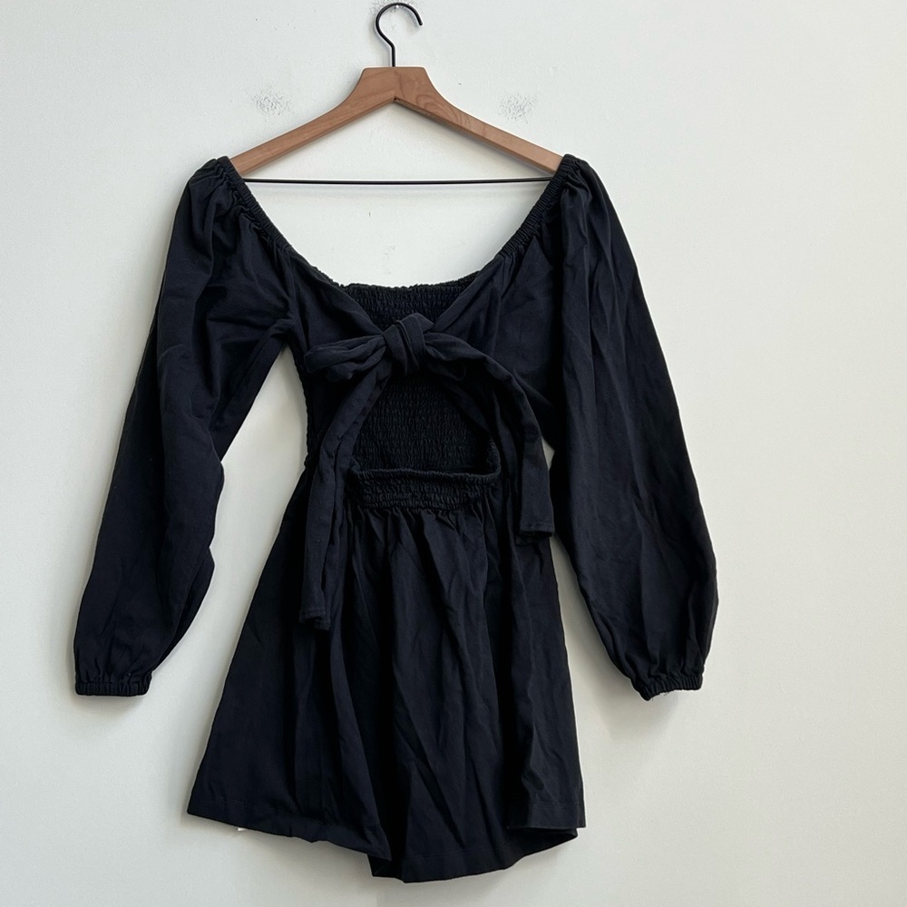 Free People Beach Colette Convertible Smocked Mini Dress Black boho cottage - Picture 7 of 16